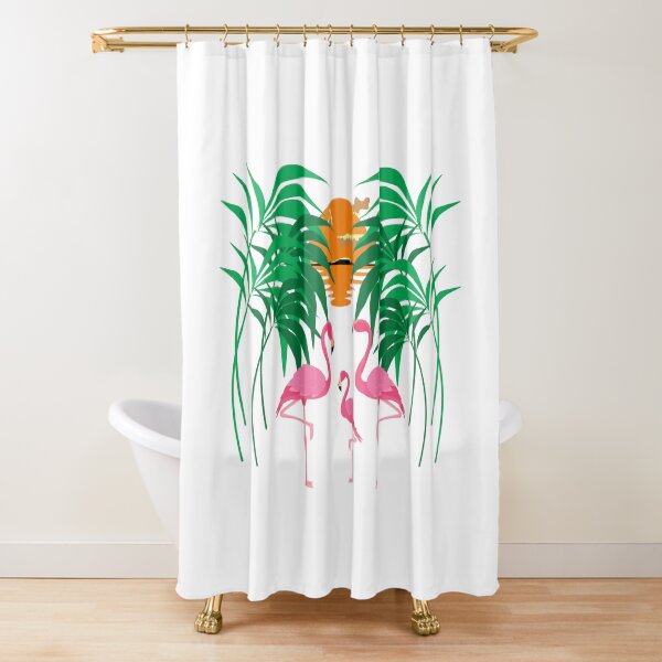 Cute flamingo backgrounds Exotic Design Shower Curtain