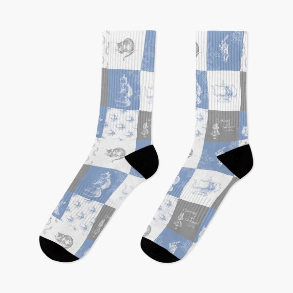 Item preview, Alice in Wonderland Patchwork in Blue, Gray and White designed and sold by 13Moons.
