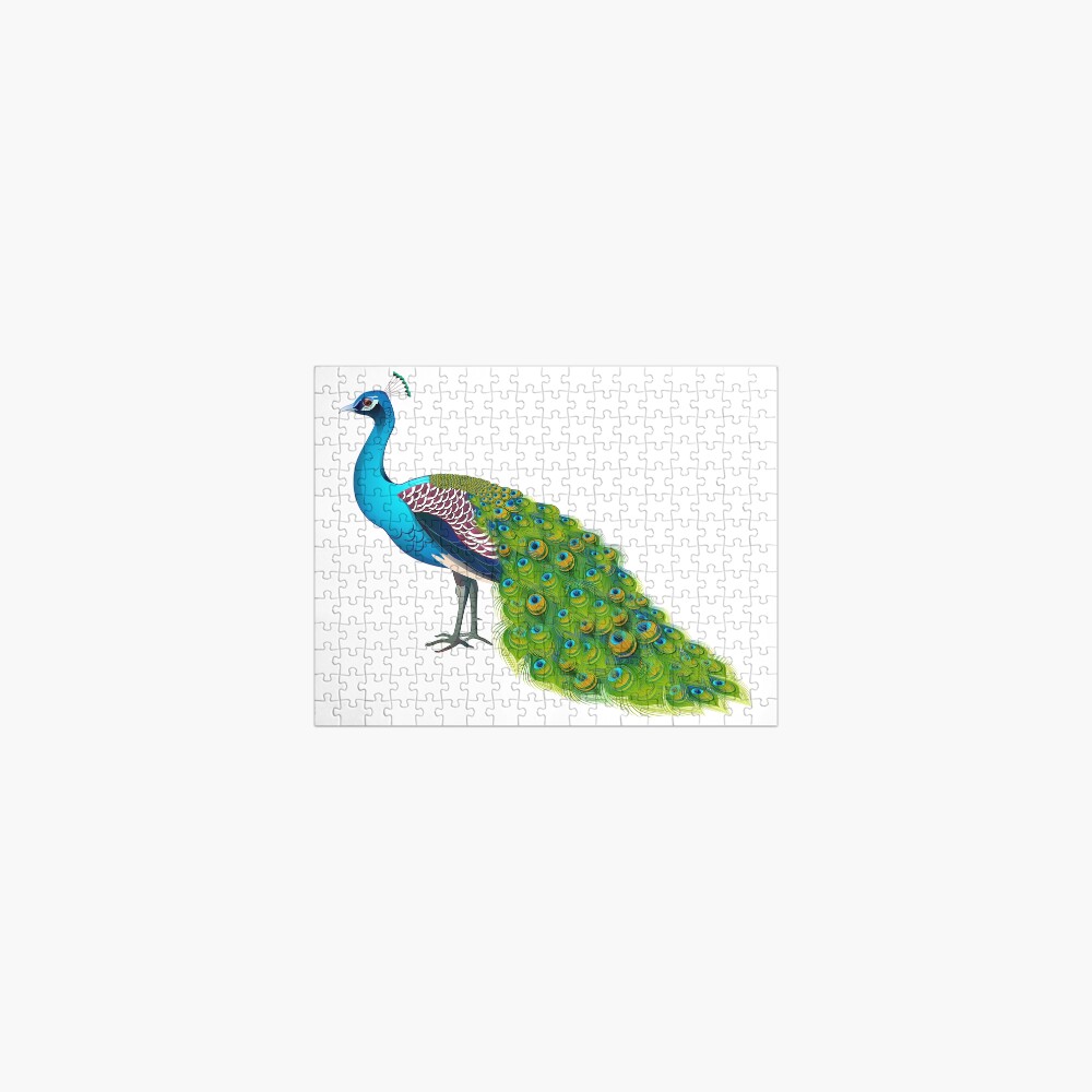Teal Peacock Graphic Jigsaw Puzzle