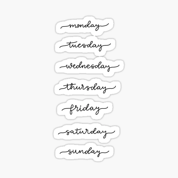 Bujo stickers days of the week Sticker for Sale by maureenvaal