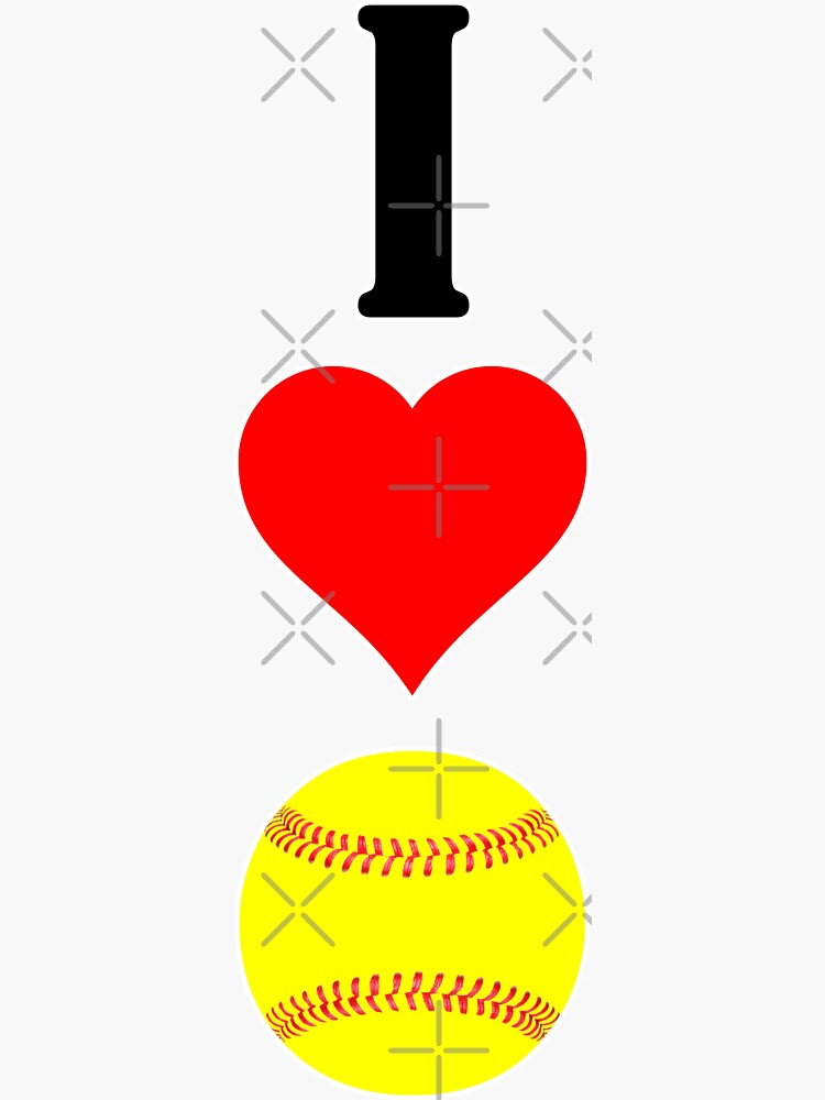 "I Love Fastpitch Softball I Heart Softball" Sticker for Sale by