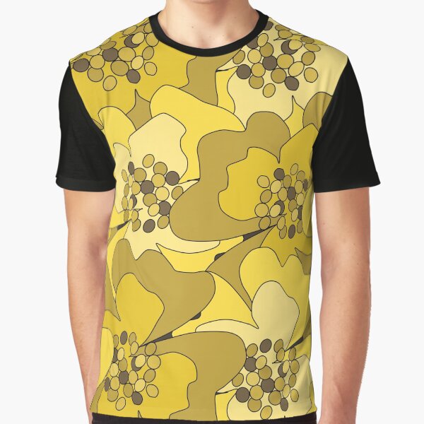 Yellow Ochre Passion Flowers Graphic T-Shirt