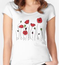 Mohnblumen Tailliertes Rundhals-Shirt