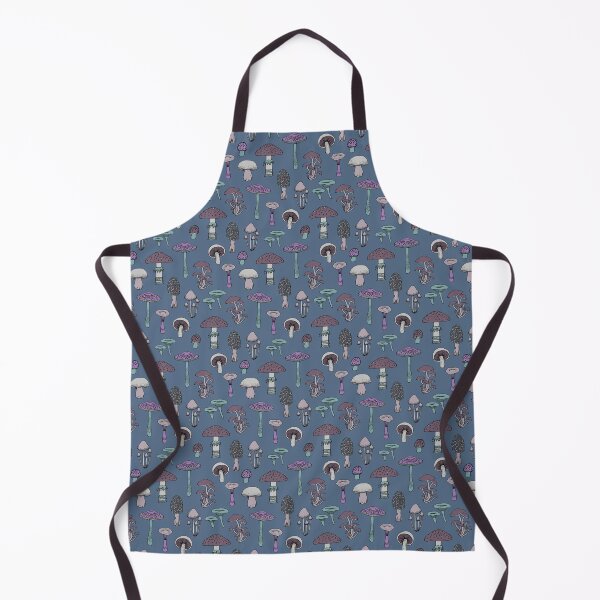 Midnight Mushrooms - Grey - fun fungus pattern by Cecca Designs Apron