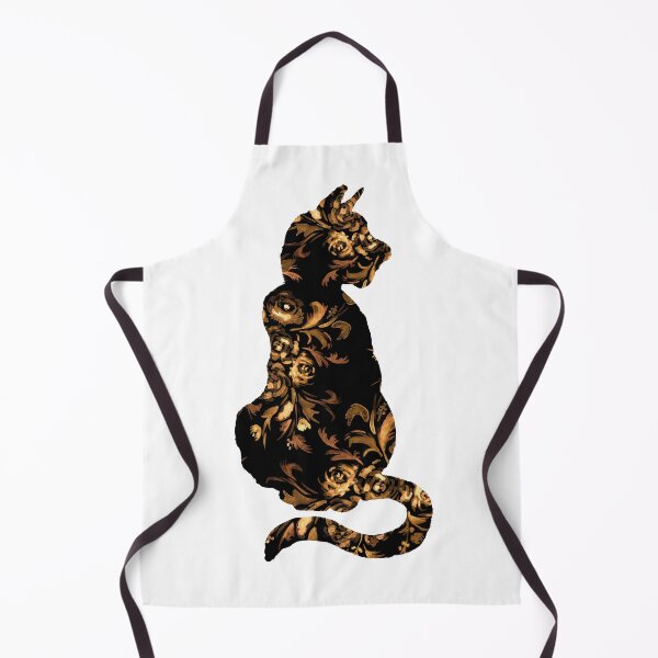 Item preview, Black and Golden Flowers Cat designed and sold by Sebastian Grafmann.