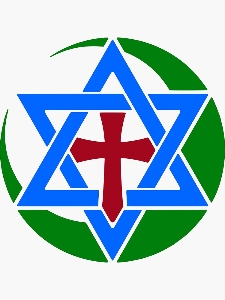 Three Abrahamic Religions Symbol Sticker For Sale By Dator Redbubble