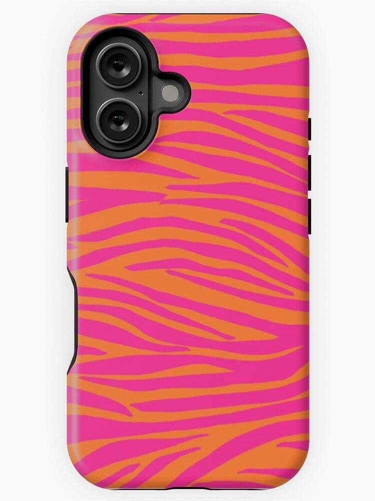 Thumbnail 1 of 4, iPhone Case, Pink and Orange Zebra Stripes designed and sold by OneThreeSix.