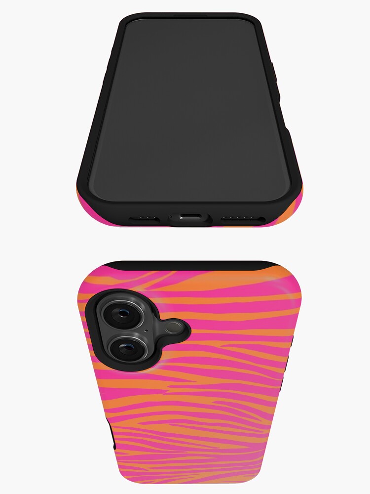 Thumbnail 3 of 4, iPhone Case, Pink and Orange Zebra Stripes designed and sold by OneThreeSix.