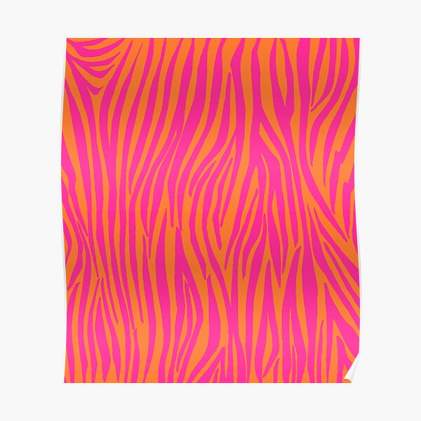 Pink and Orange Zebra Stripes Poster