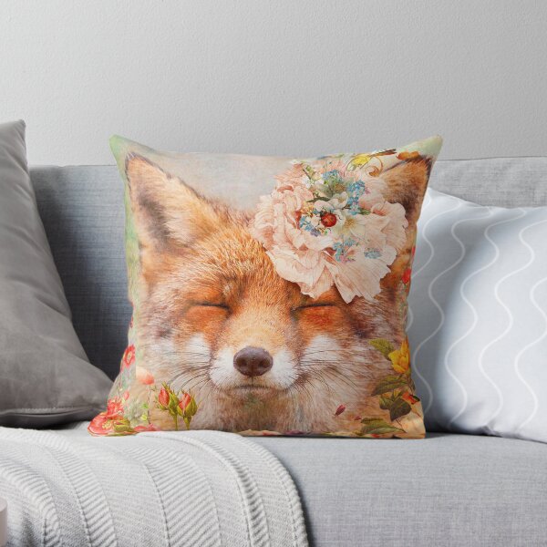 Happy Fox Throw Pillow