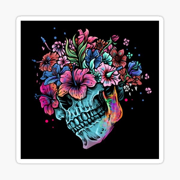 Flowerful Skull!!!! Sticker