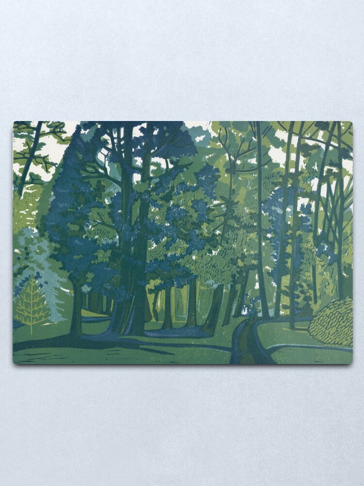 Alternate view of Dusk in the Gardens - Original Linocut by Francesca Whetnall Metal Print
