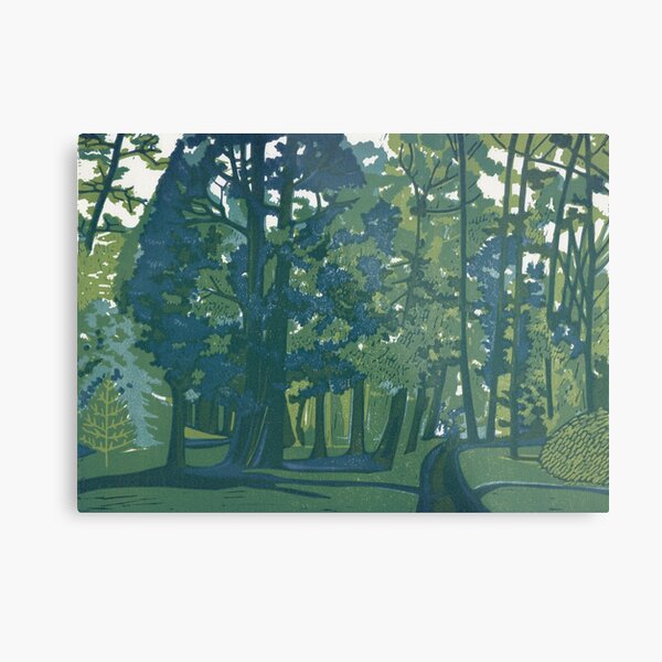 Dusk in the Gardens - Original Linocut by Francesca Whetnall Metal Print