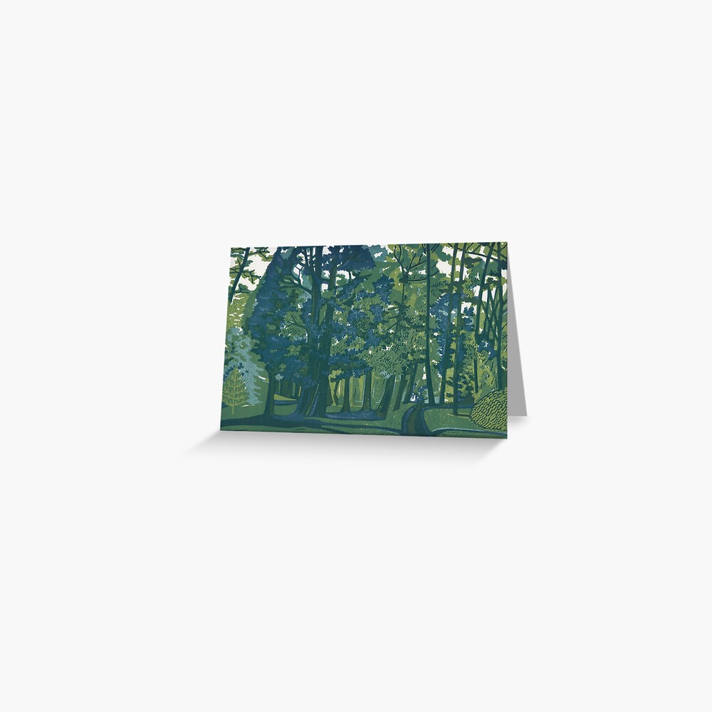 Dusk in the Gardens - Original Linocut by Francesca Whetnall Greeting Card