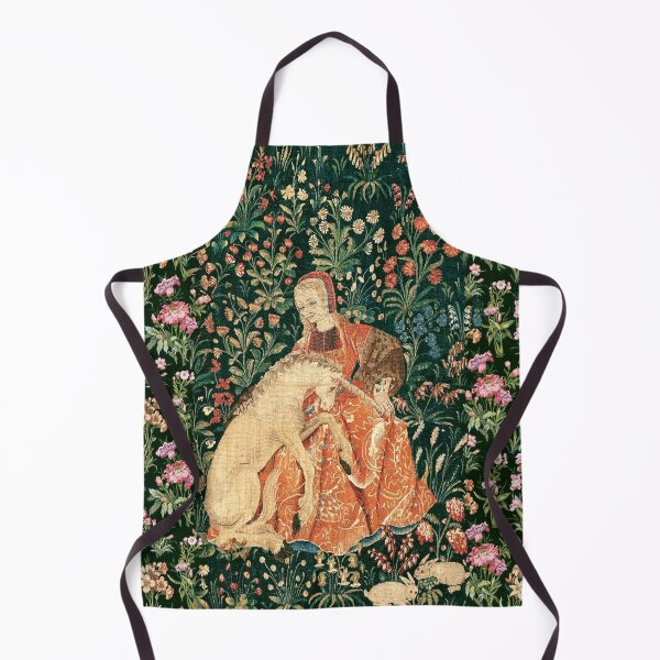 Item preview, LADY AND UNICORN AMONG FLOWERS ,HARES,Red Green Floral designed and sold by BulganLumini.