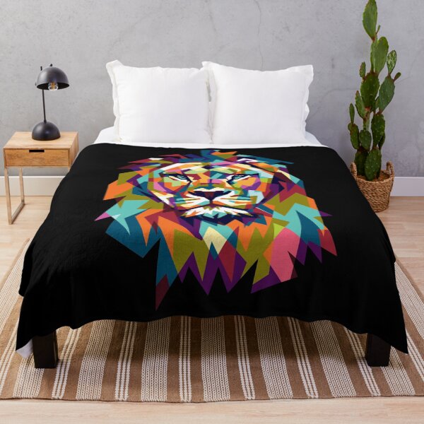 Item preview, Lion Animal Leo Cat Lion Face Colorful Zoo Animal Vintage Geometric Lion Face. Cool Zoo Animals Zoo Keeper designed and sold by Twitties-.