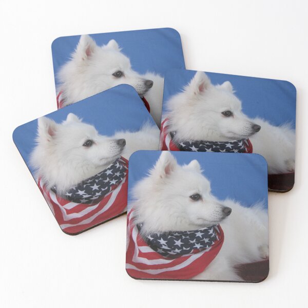 Item preview, Japanese Spitz With American Flag designed and sold by KarenWoodArt.