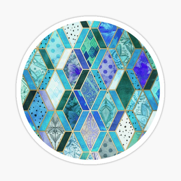 Item preview, Motif patchwork de diamants saphir et émeraude designed and sold by micklyn.