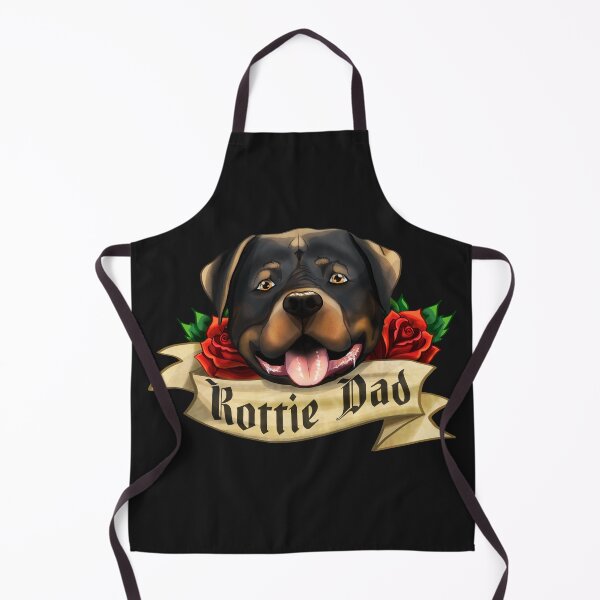 Item preview, Rottweiler dad, red roses, old school tattoo style designed and sold by Sofia Dimitriadou.
