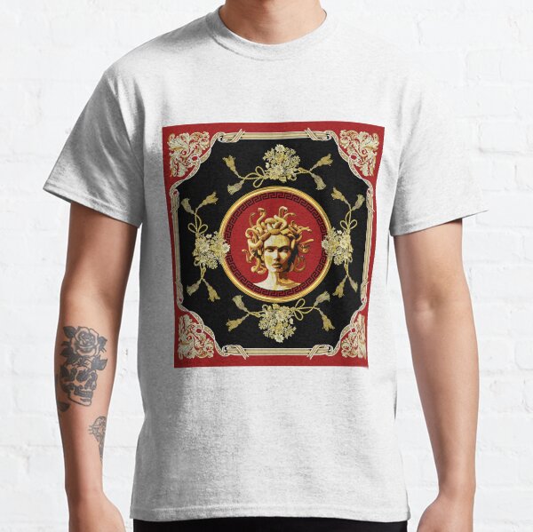 medusa head with golden baroque ornaments, tassels gold flowers Classic T-Shirt