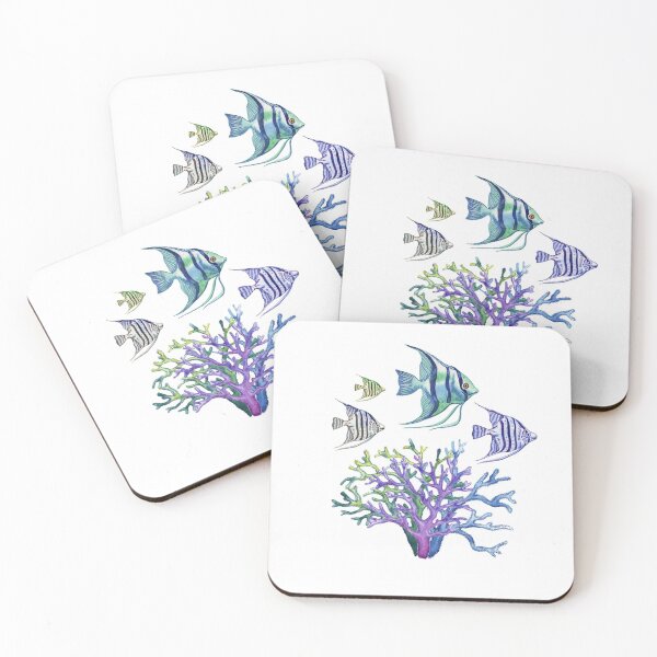 Item preview, Angelfish in Purple Corals Watercolor designed and sold by Irina Sztukowski.