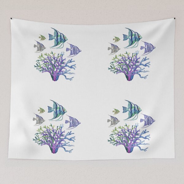 Item preview, Angelfish in Purple Corals Watercolor designed and sold by Irina Sztukowski.
