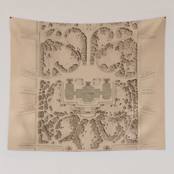 Item preview, Vintage Map of the US Capitol Hill Grounds (1874) designed and sold by BravuraMedia.