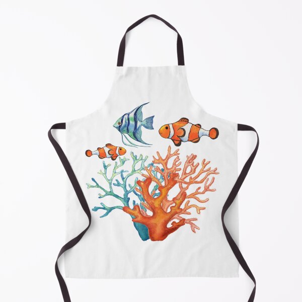 Item preview, Angelfish and Clown Fish Fish in Corals Watercolor Painting designed and sold by Irina Sztukowski.