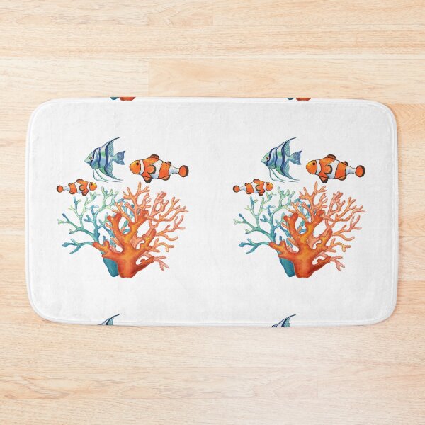 Item preview, Angelfish and Clown Fish Fish in Corals Watercolor Painting designed and sold by Irina Sztukowski.