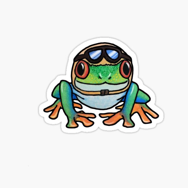 Item preview, Red-eyed Tree Frog with Aviator Hat designed and sold by Kiteabird.