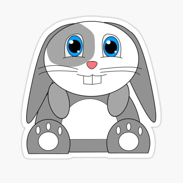 Happy Bunny Sitting (Blue) Sticker