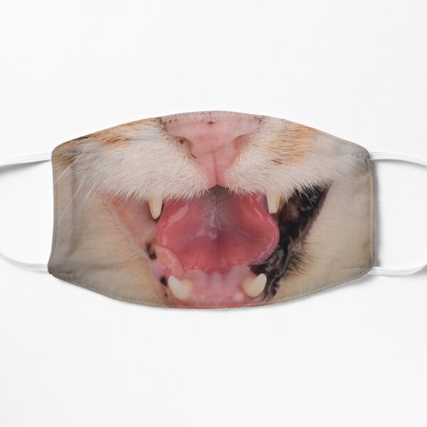 cat fun fangs muzzle coronavirus face mask Flat Mask
