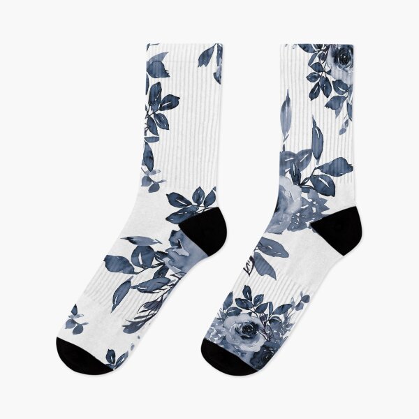 Item preview, Navy Blue Flowers on Pure White designed and sold by aprincessinsp.