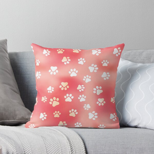 Item preview, Coral pink pawprint pattern designed and sold by Creacats.