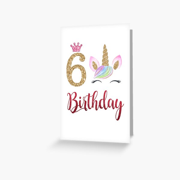  Tarjeta de cumpleaños de 6 años para niña, tarjeta mágica de  cumpleaños de unicornio, tarjeta de feliz cumpleaños para niña de 6 años,  tarjetas de cumpleaños para ella, tarjetas de felicitación