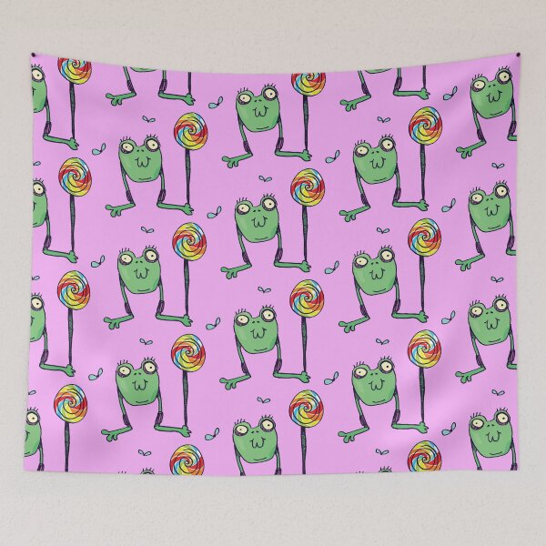 Item preview, Lollipop Frog Funny Hand Drawn Monster Doodle designed and sold by PastelPickles.