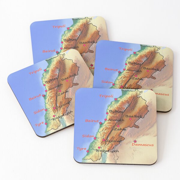 Item preview, Country Lebanon detailed physical map topographic map of Lebanon  Borders, Capitals and Major cities خريطة لبنان الطبوغرافية designed and sold by mashmosh.