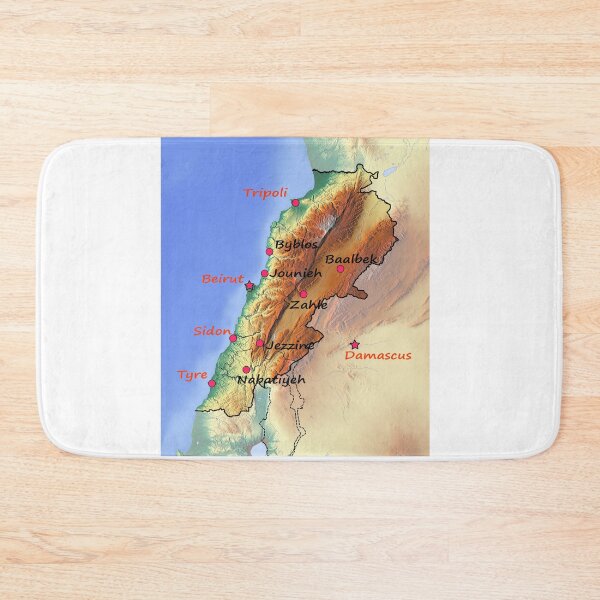 Item preview, Country Lebanon detailed physical map topographic map of Lebanon  Borders, Capitals and Major cities خريطة لبنان الطبوغرافية designed and sold by mashmosh.