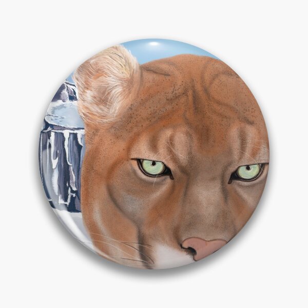 Item preview, Mountain lion with a snowy background  designed and sold by Brushes with Nature.