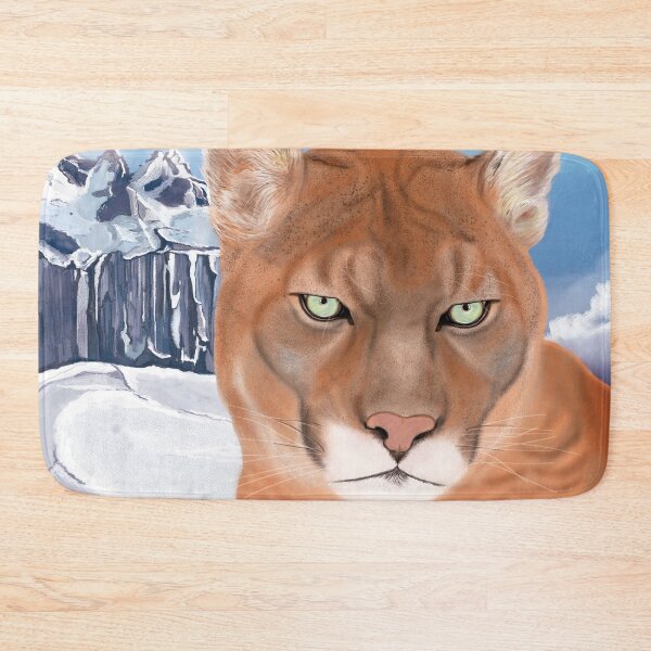Item preview, Mountain lion with a snowy background  designed and sold by Brushes with Nature.