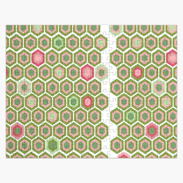 Pink and Green Honey Comb Jigsaw Puzzle