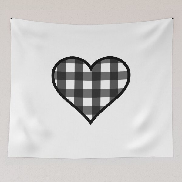 Item preview, White and Black Buffalo Plaid Heart designed and sold by Bumblefuzzies.