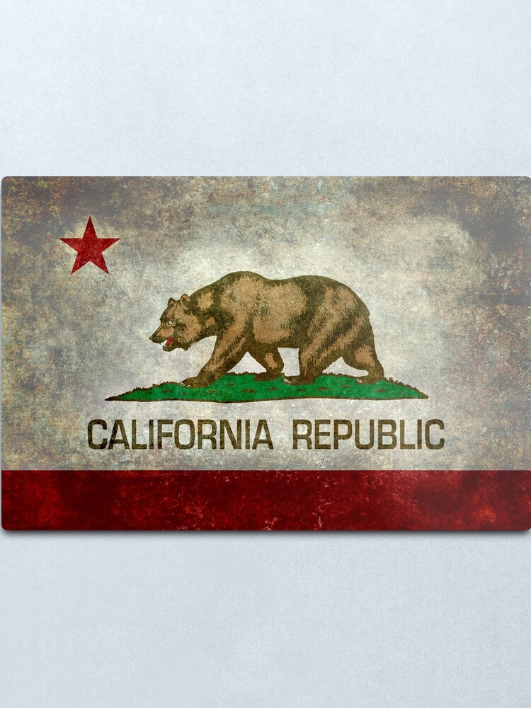 Alternate view of California Republic state flag - Vintage retro version Metal Print