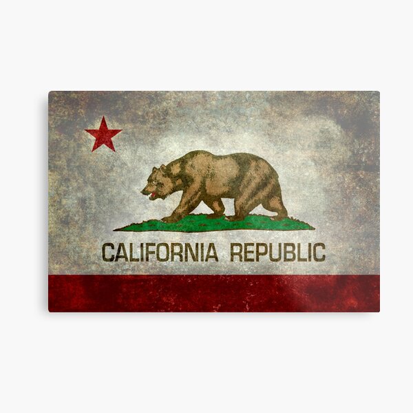 California Republic state flag - Vintage retro version Metal Print