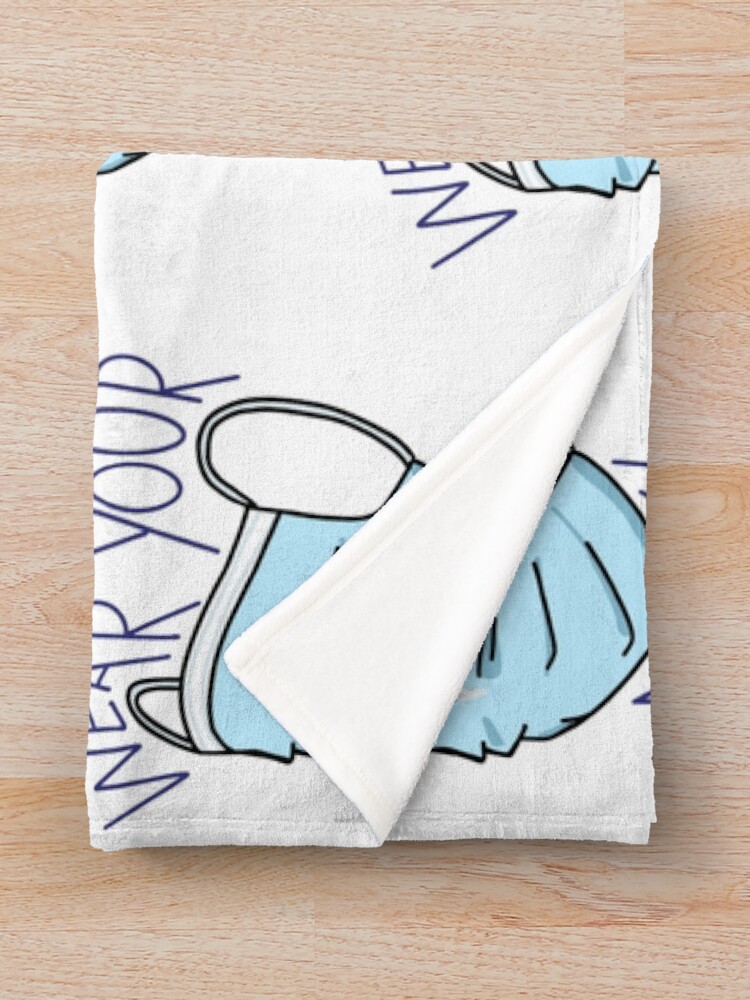 Thumbnail 3 of 6, Throw Blanket, wear your mask designed and sold by Reyaaa.