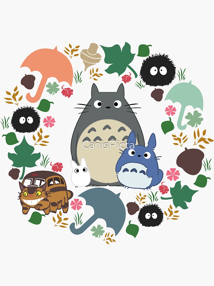 Mein Nachbar Totoro Kranz - Anime, Catbus, Ruß Sprite, Blau Totoro, Weiß Totoro, Senf, Ocker, Regenschirm, Manga, Hayao Miyazaki, Studio Ghibl von CanisPicta