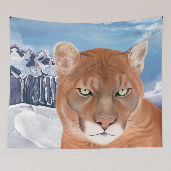 Item preview, Mountain lion with a snowy background  designed and sold by Brushes with Nature.