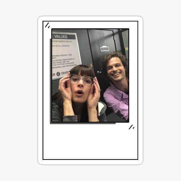 Matthew Gray Gubler and Paget Brewster Polaroid Picture Drawing Sticker