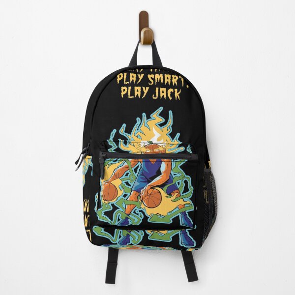 Item preview, Play Hard. Play Smart. Flaming Jack-O-Lantern Playing Basketball Blue designed and sold by GravitiTees.