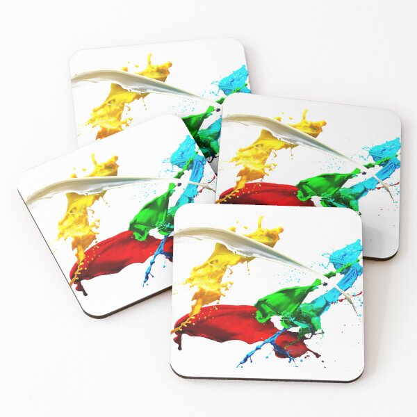 Item preview, white, yellow, red, green, blue colour splashes designed and sold by LynksArts.